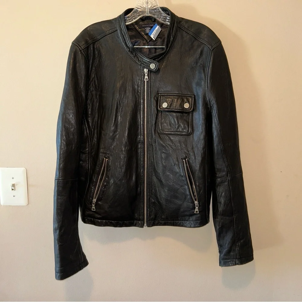 Tommy Hilfiger Black Leather Jacket - Picture 1 of 9